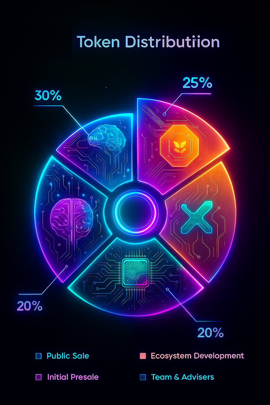 Pie chart of GROK888K token distribution